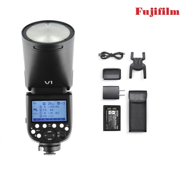 Đen Flash V1 cho Fujifilm, đầu tròn, công suất 76W