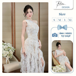  Váy tiểu thư thiết kế chéo vai Khâu Design phong cách thanh lịch đầm dự tiệc xẻ tà sang trọng K999 187 