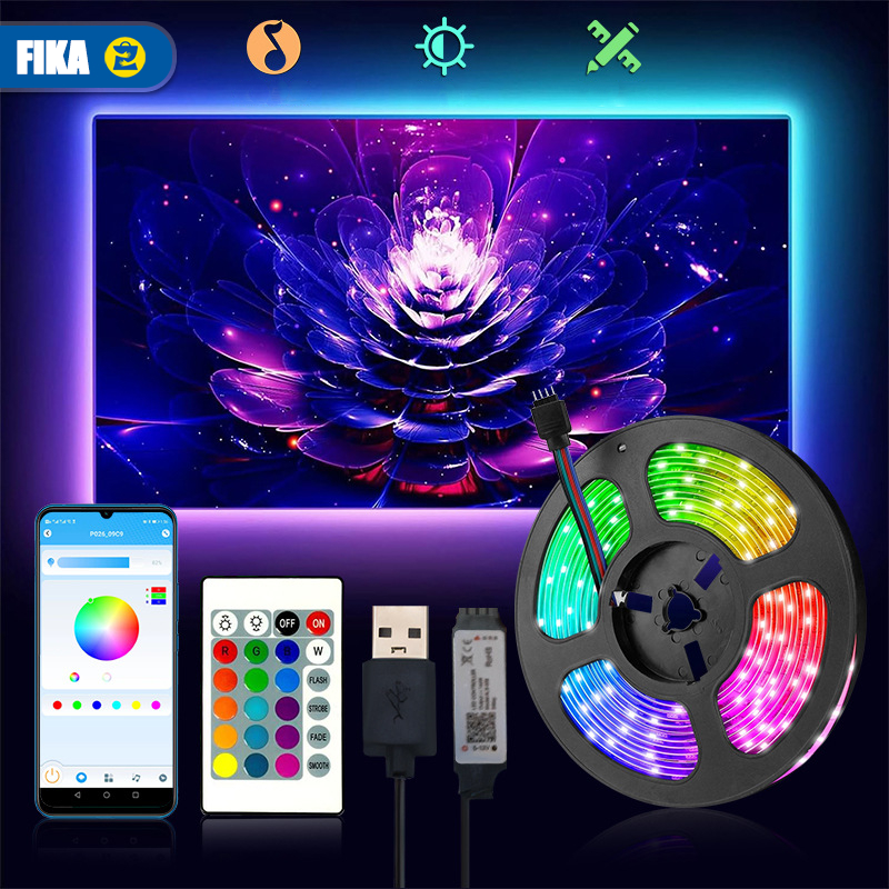 Đèn Dây LED RGB Dán Tường Đổi Màu Có Remote – Cắm USB, Tự Dán, Nhiều Màu, Dùng Cho Nhiều Không Gian