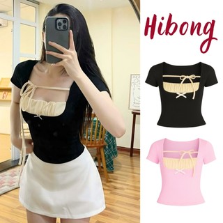 [XẢ HÀNG] Áo Croptop Tay Ngắn CỔ VUÔNG NHÚN NGỰC Thắt Dây BM231, Áo Thun Chất Gân Ôm Body Kiểu Sexy Nữ Tôn Dáng HIBONG