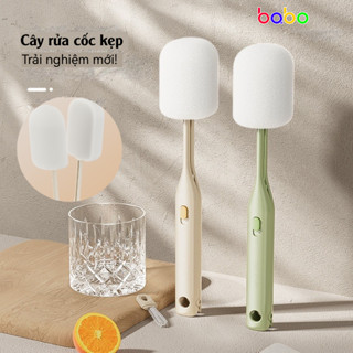  Bàn chải cọ rửa ly cốc bọt biển có thể tách đôi kẹp rửa cốc tiện lợi cây cọ rửa bình sữa cán dài babo TD20 