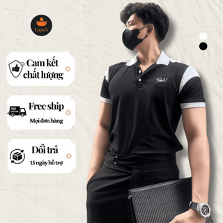  Áo polo nam tay ngắn phối màu trắng đen TripleN áo thun có cổ bo chắc chắn form regular chất vải cá sấu thoáng mát 