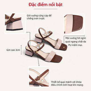 Giày Sandal Cao Gót Nữ 3cm Quai Ngang Pixie H315