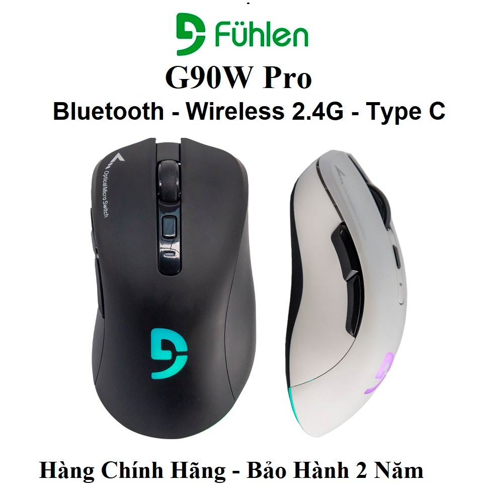 Chuột Không Dây + Bluetooth Gaming Fuhlen G90W Pro (Switch Bất Tử - DPI 12000) - Hàng chính hãng BH 