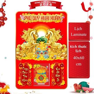 [LỊCH TẾT 2026] Treo Tường Laminate Tráng Gương 2026 (40 x 60 cm) - 26 Mẫu Mã Đáo Thành Công