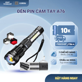  Đèn Pin Siêu Sáng Corisu A76 - 7 Chế Độ Chiếu Xa 500m Chống Nước Pin Sử Dụng 3H Nhỏ Gọn Tiện Lợi 