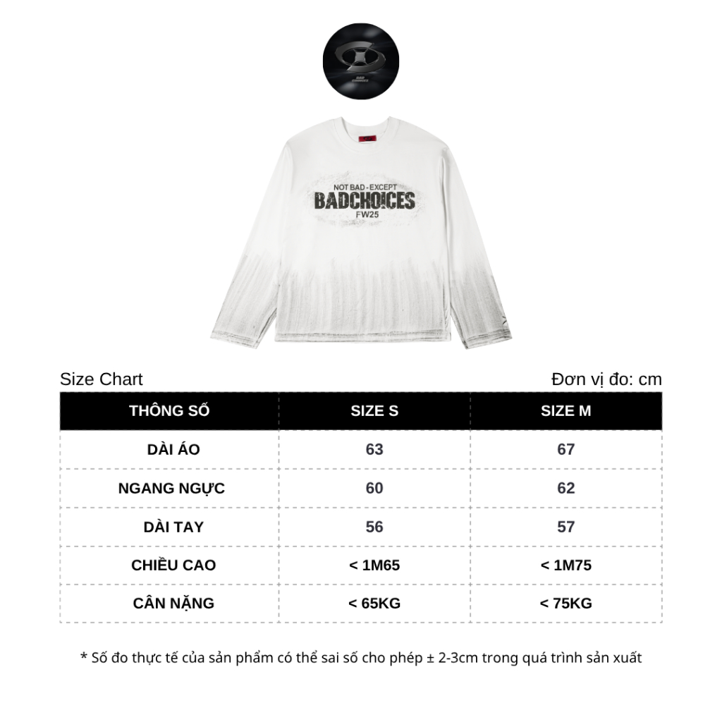 Bad Choices | Áo thun tay dài DirtyWhite vải cotton form boxy | BigBuy360 - bigbuy360.vn