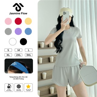 Set Quần Áo Thể Thao Nữ Vải Thun Lạnh Lổ Kim, Co Giãn 4 Chiều Tập Gym, Yoga,... JG010 - Jasmine Flow Premium