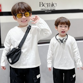  Áo thun dài tay bé trai bé gái màu trắng basic Bernie - Áo cotton dài tay bé trai bé gái 9-23kg - 0624A02 