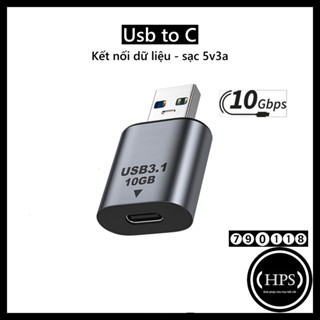 (10Gbps) Đầu Chuyển USB Sang Type C âm vỏ hợp kim có hỗ trợ sạc- HPS