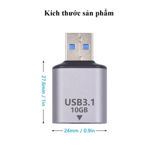(10Gbps) Đầu Chuyển USB Sang Type C âm vỏ hợp kim có hỗ trợ sạc- HPS