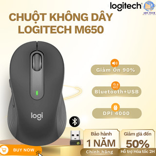  Chuột Không Dây Logiitechh M650 –CLick 90% Êm Ái,Chuẩn Công Thái Học Click Chuột Êm DPI 4000 Chuẩn 