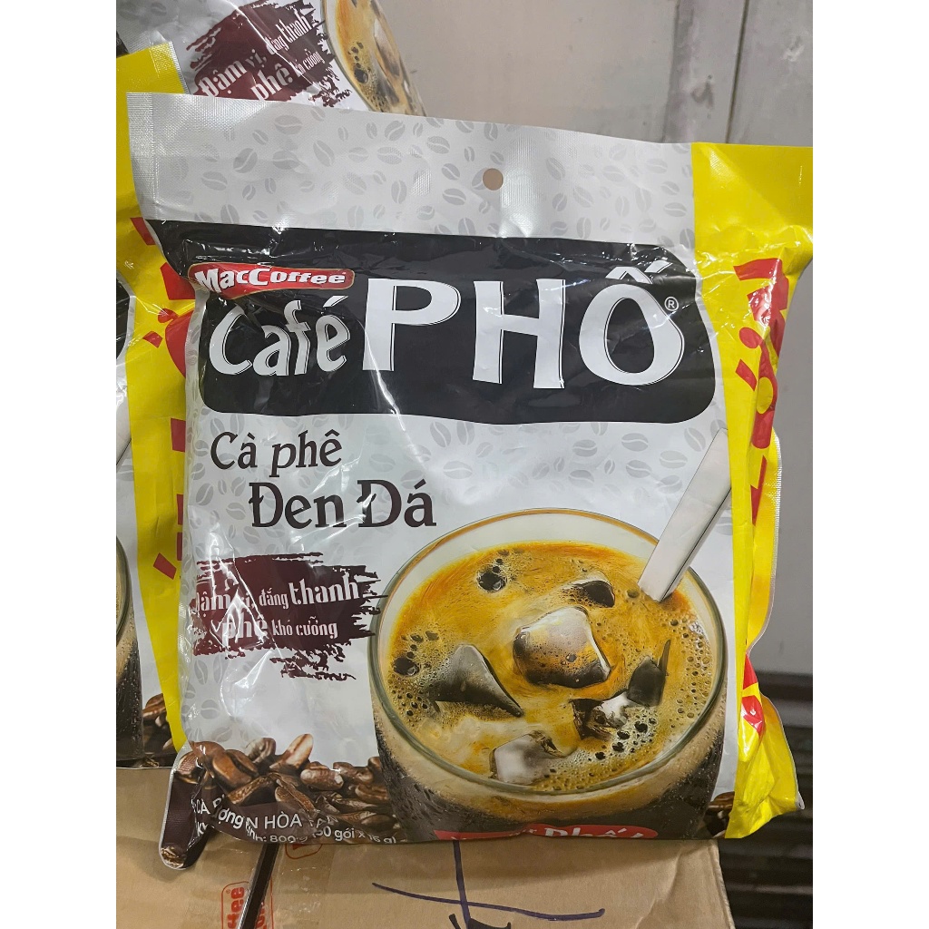 Maccoffee - PHỐ ĐEN ĐÁ TÚI LỚN 50 GÓI CÀ PHÊ - TỔNG 50 GÓI CÀ PHÊ