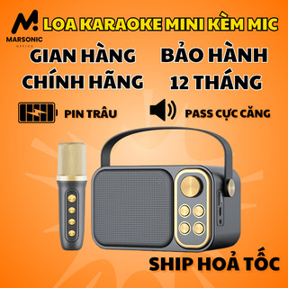  Loa Karaoke Mini Có Bluetooth – Kèm 2 Mic Không Dây Bass Cực Căng Âm Thanh 4D Sống Động Phù Hợp Gia Đình & Du Lịch 