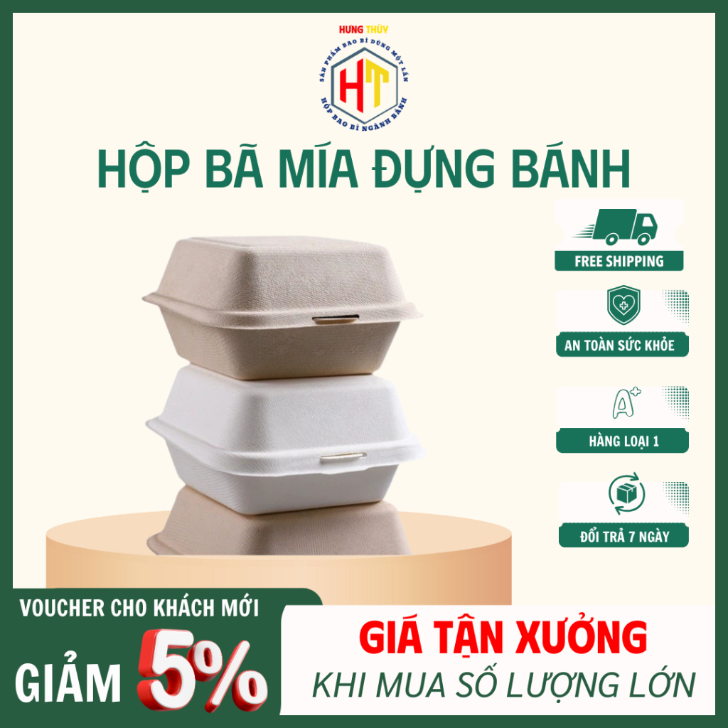 Hộp Bã Mía Đựng Bento Cake, Đựng Bánh Ngọt