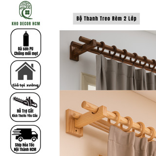 Trọn Bộ Thanh Treo Rèm 2 Lớp 0.6 tới 3M (Hỗ Trợ Cắt Kích Thước Theo Yêu Cầu)
