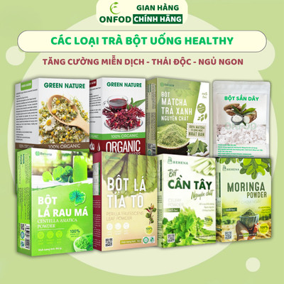 Các loại bột healthy matcha trà xanh cần tây sắn dây rau má diếp cá tía tô ONFOD ăn kiêng giảm cân eat clean