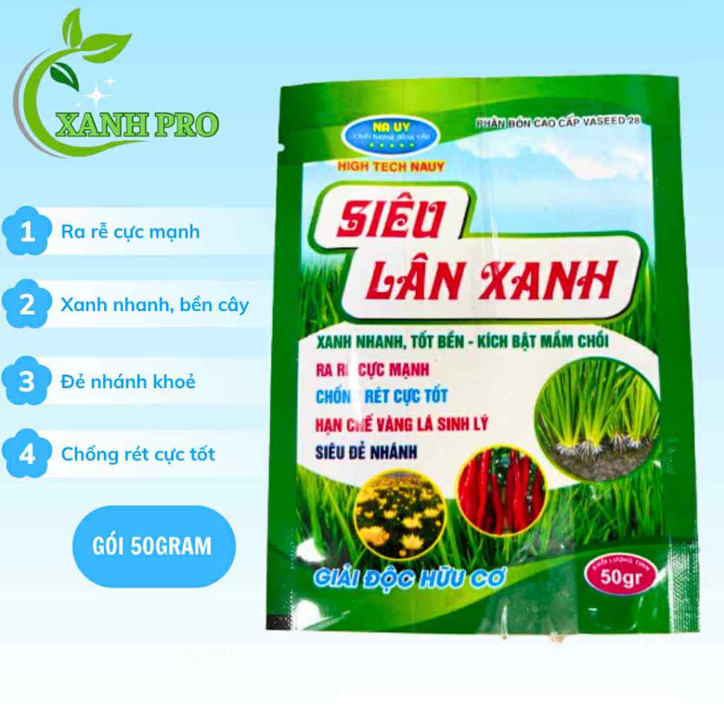 Phân bón siêu lân, siêu lân xanh, phân bón siêu lân 86, ra rễ cực mạnh, đẻ nhánh, nở bụi gói 50gram
