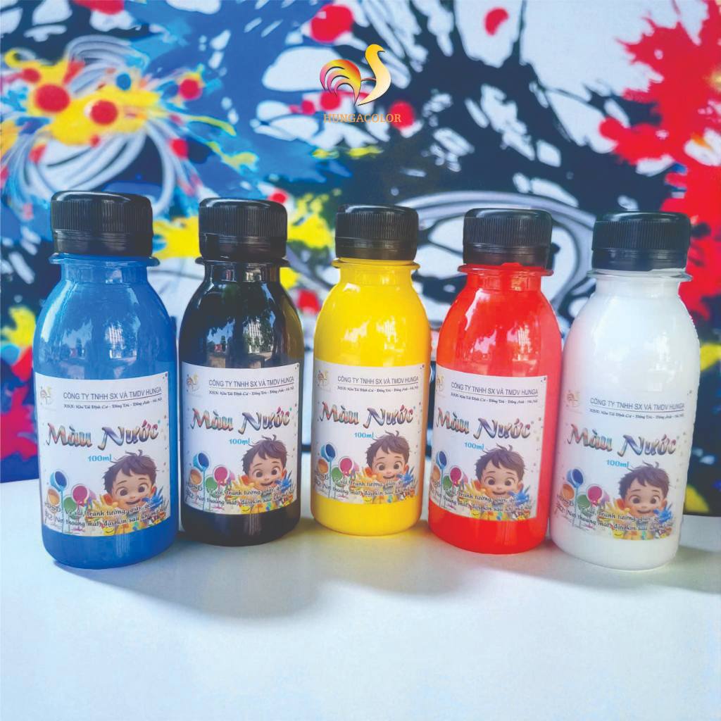 Màu Nước Gốc Acrylic Pha Sẵn Chai 100ml Kèm Nắp Bật HUNGACOLOR