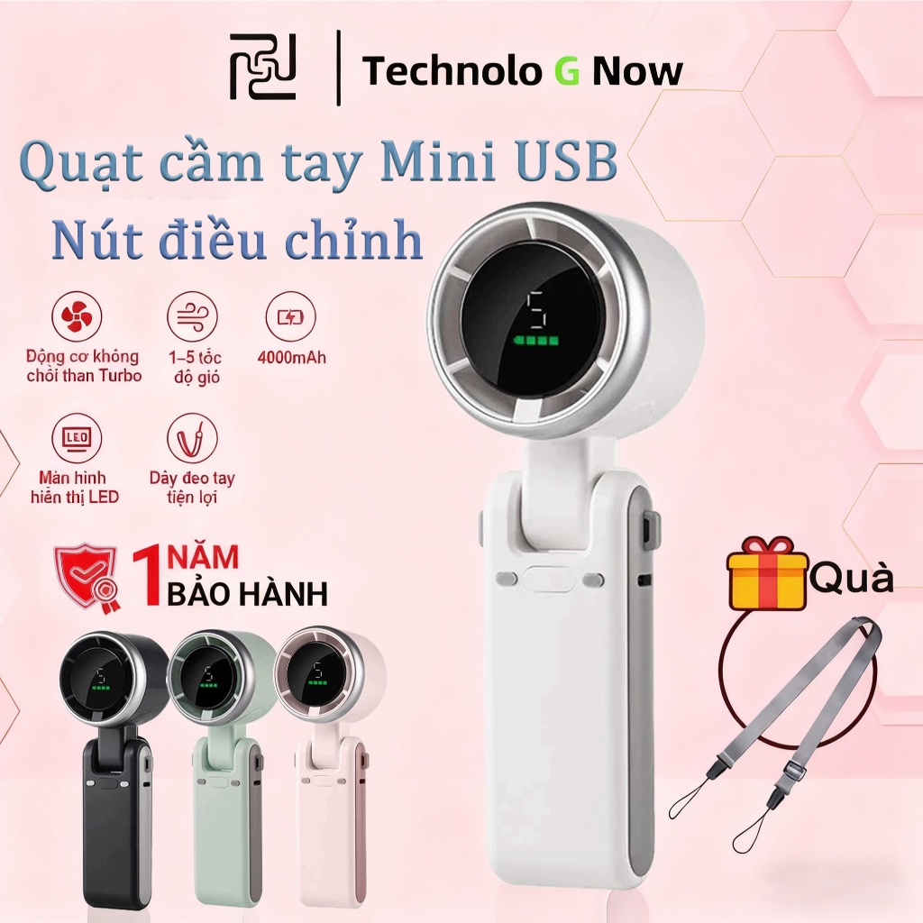 ⚡Quạt mini cầm tay⚡ 4000mAh 100 cấp tốc độ gió Quạt cầm tay Mini USB Gió nhẹ nhàng Dễ dàng mang theo quạt điện mini