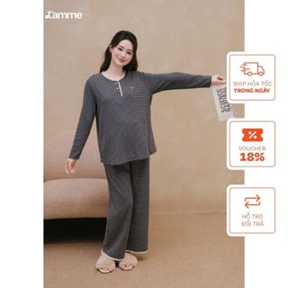  Bộ đồ mặc nhà  Jemma chất liệu nỉ len co giãn thoải mái phối viền ren tinh tế thiết kế BY L'AMME 