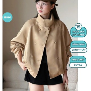  Áo Khoác Kaki Cổ Cao Dáng Rộng Áo Khoác Kiểu Cúc Bọc Chất Kaki Dày Miho House 