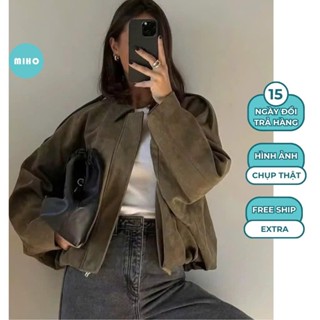  Áo Khoác Da Lộn Tay Dơi Áo Khoác Kiểu Dáng Bí Rộng Miho House 