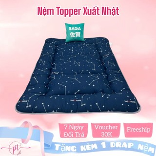  Nệm Topper Saga Đệm Ngủ Trải Sàn Gấp Gọn Xuất Nhật 1m,1m2,1m4,1m6,1m8 Tặng Kèm Drap Nệm - Giao Hỏa Tốc 2H HCM 