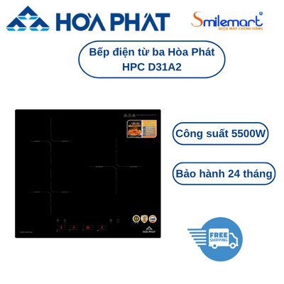Bếp từ ba vùng nấu Hòa Phát HPC D31A2- Sản xuất Thái Lan - Bảo hành chính hãng tại nhà 24 tháng.