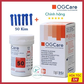✅ [50 Que + 50 Kim ] Que Thử Đường Huyết OGCARE (Ý) Hộp 50 que kèm 50 kim date xa chính hãng