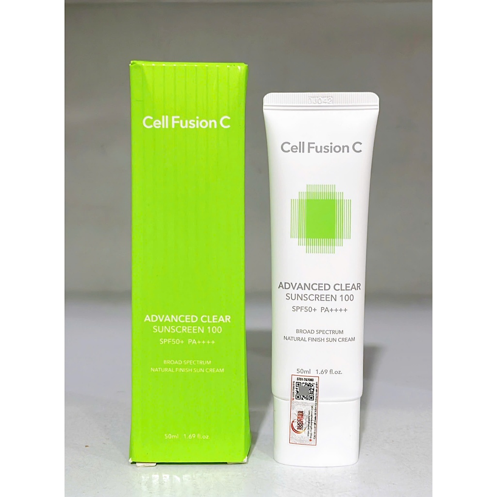 Cell Fusion C Clear Sunscreen 100 SPF48 Kem chống nắng màu xanh, Hàn Quốc (50ml)