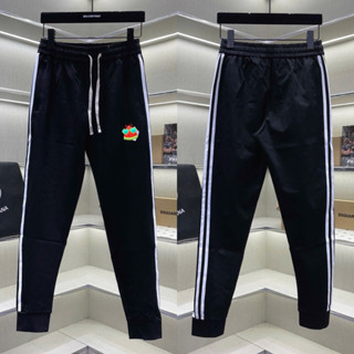  Quần jogger dài nam nữ PB nỉ da cá thêu chữ logo đùi phối sọc kẻ trắng viền dày dặn basic boy phố QN14 