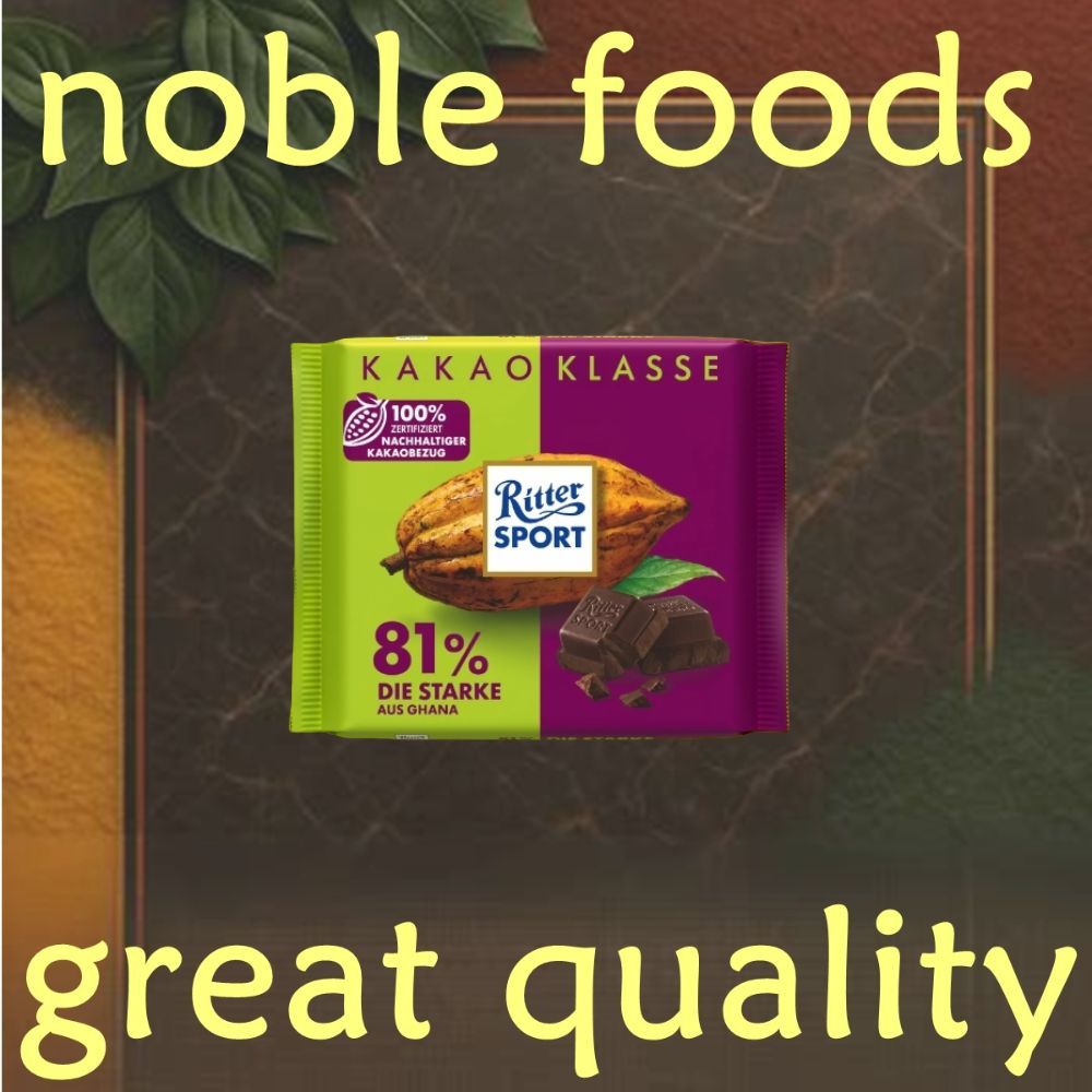 Socola Đen Ritter Sport 81% Cacao Ghana 100g, Đậm Vị CaCao Nguyên Chất, Hậu Vị Đắng Thanh
