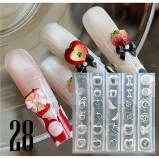  Khuôn Silicone NailCharm 3D 100 Mẫu TRÁI CÂY TÁO DÂU CHERRY CAM 3D JUICY Nặn Hoa Bột Thú Nổi Gel UV Dụng Cụ Nail 