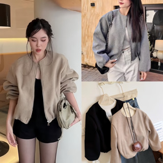   Hàng QC L1 sẵn  Áo Khoác Dạ Bomber Nữ Dáng Ngắn Basic Khóa Kéo Thời Trang Hàn Quốc Cao Cấp Mùa Thu Đông Kimee - KA649 