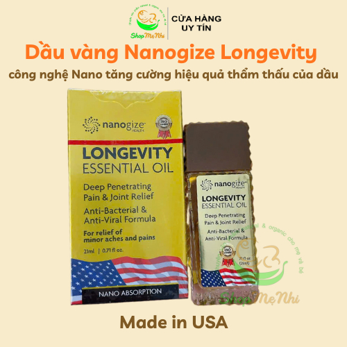 Dầu gió vàng Nanogize Longevity Essential Oil - hàng mỹ.