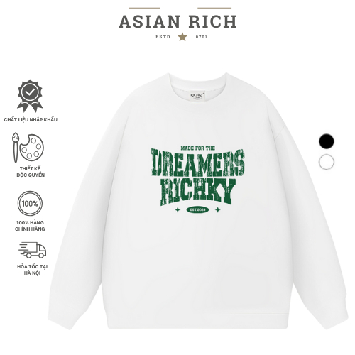 Áo Sweater Asian Rich Premium Nỉ Giấc Mơ Xanh Green Dreamers