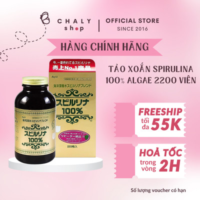 [9/2028] Tảo xoắn Spirulina Japan Algae 2200 viên Nhật — Bổ sung dinh dưỡng toàn diện, tăng đề kháng, đẹp da