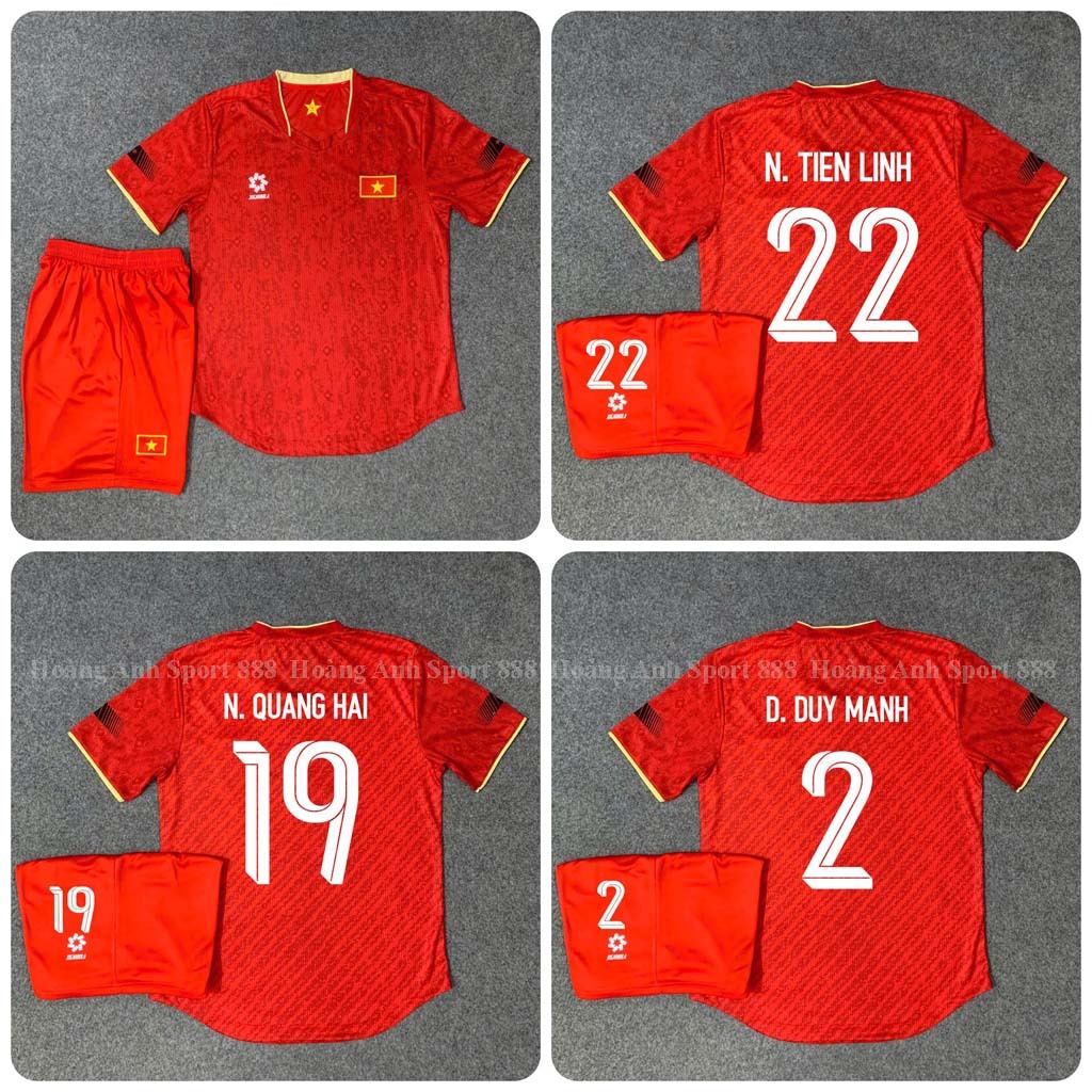 Bộ Quần Áo Đá Bóng Đội Tuyển Quốc Gia Việt Nam 2023 Vải Polyester Thái Gai Lưới