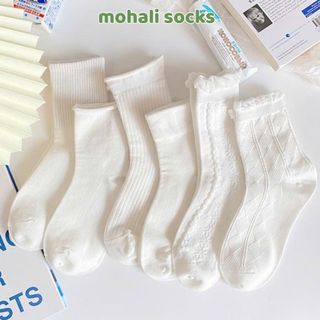  Set 4 đôi tất cổ cao nữ vớ lolita ren nàng thơ cotton kháng khuẩn thời trang hàn quốc giá rẻ MOHALI VC026 