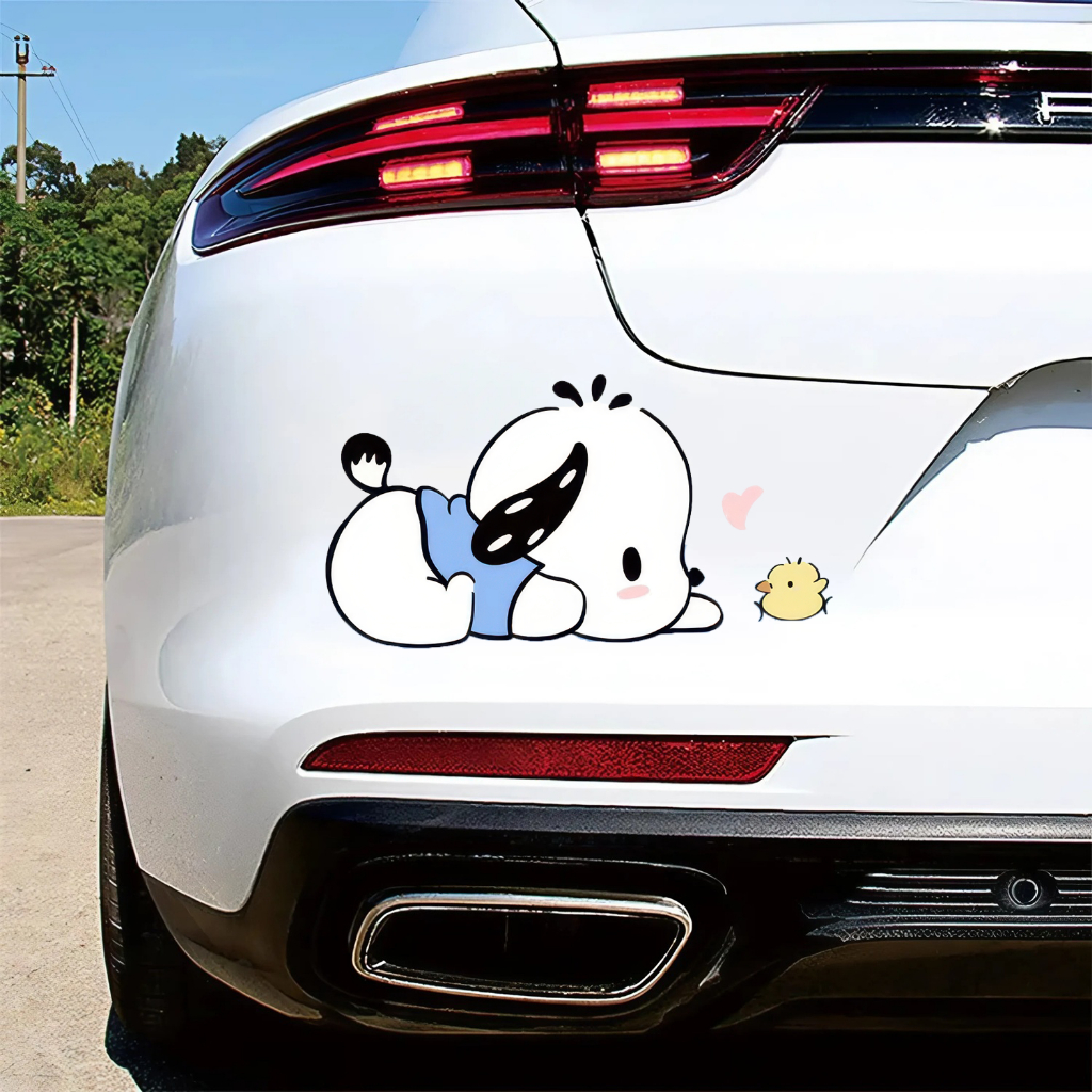Miếng dán xe oto cute hình cún con, vinyl chống nước, trang trí xe oto và xe máy theo yêu cầu.