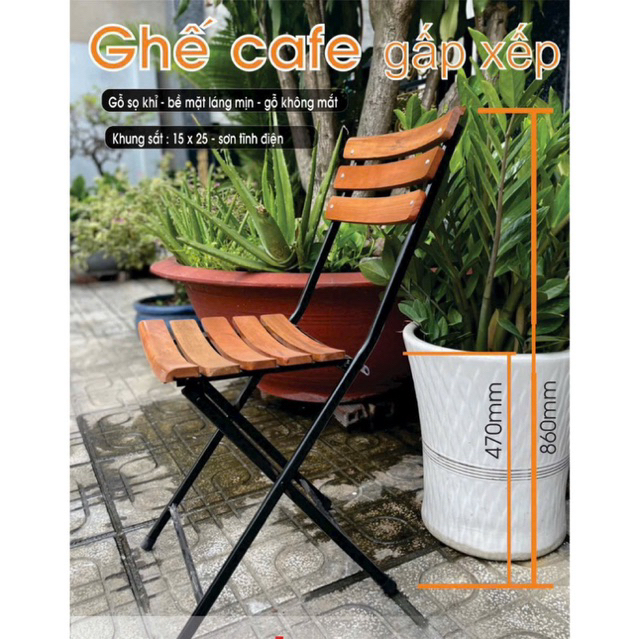 ghế xếp cafe gỗ 8 nan cao / thấp , ghế xếp cà phê gỗ , ghế cafe