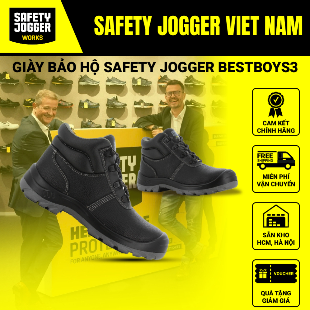 [CHÍNH HÃNG] Giày Bảo Hộ Safety Jogger Bestboy S3 Da Thật, Chống Thấm Nước, Đế Chống Hóa Chất