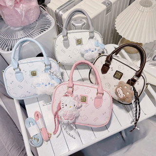 Túi Xách Da Nữ TL Dáng Trống Bầu Size 22 Hoạ Tiết COW & KITTY Kèm Charm Bông Dễ Thương Phù Hợp Đi Chơi ,Đi Tiệc..