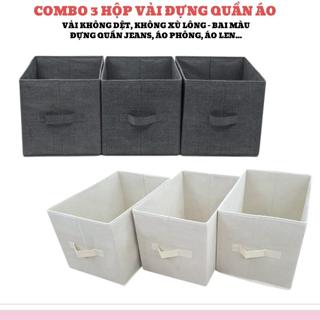 COMBO 3 Hộp Vải Đựng Đồ Đa Năng Hàng Cao Cấp VNXK - Thùng Đựng Quần Áo Gấp Gọn Có Quai Xách Tiện Lợi