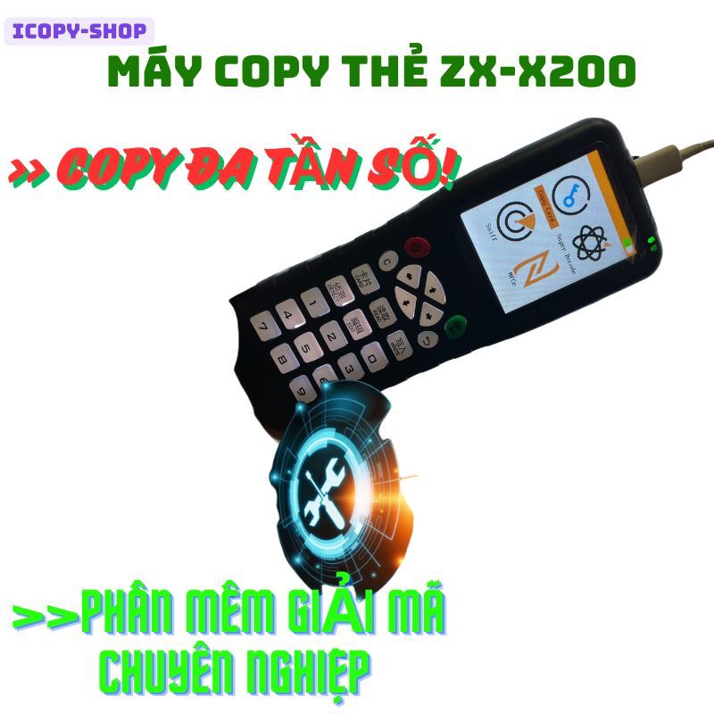 Máy sao chép thẻ từ RFID ZX-X200, COPY giải mã thẻ thang máy, thẻ xe, Máy copy thẻ đa tần số