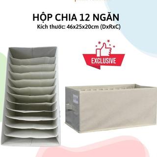 Hộp Vải Đựng Quần Áo Chia 12 Ngăn - Hộp Đựng Đồ Sắp Xếp Tủ Quần Áo Chống Bụi   hộp để & giá