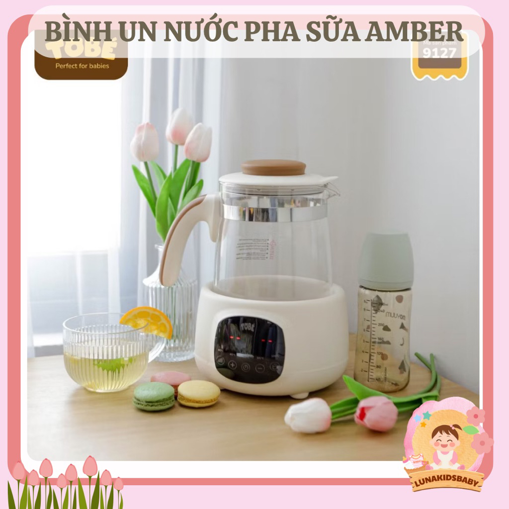 Máy đun nước pha sữa Bình hâm nước pha sữa giữ nhiệt Amber Tobé Bản cao cấp