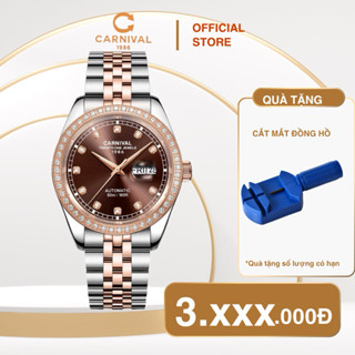  Đồng hồ nam Carnival 8131G2 đính đá viền sang trọng,máy Automatic Japan,size 40mm vừa tay,kính sapphire chống xước 