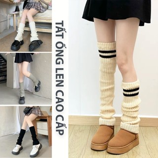  Tất ống chân len cao cấp Tất ống nhún chất liệu len cotton mềm nhẹ co giãn hàng cao cấp 